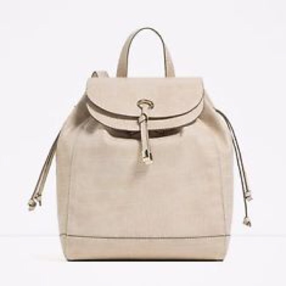 Ecru embossed backpack -- Zara